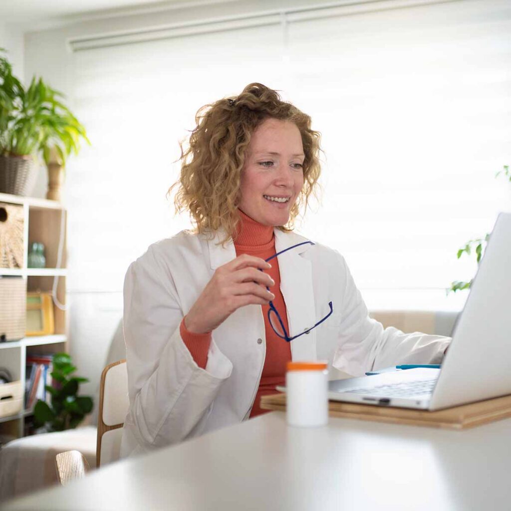 Woman doctor on virtual visit